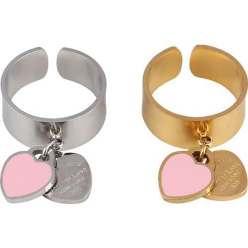 Stainless Steel Rings For Women Geometric Open Finger Rings Women’s Love Heart Charm Rings Trendy Female Ring Rings Jewelry