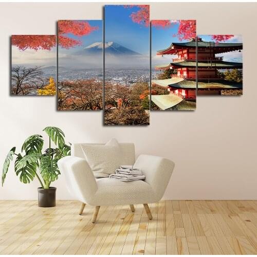 Mount Fuji Pagoda Canvas Painting Japan Mount Fuji Landscape Poster Prints Morden Home Living Room Decoration Wall Art Painting