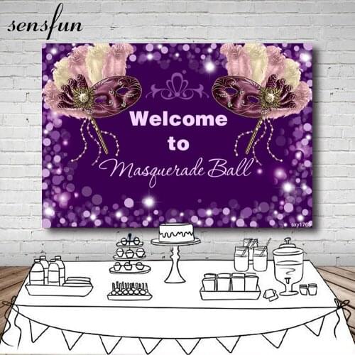Sensfun Mardi Gras Masquerade Mask Party Backdrop Purple Bokeh Prom Birthday Party Photography Backgrounds Banner 7x5FT Vinyl