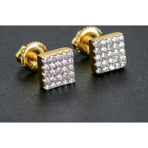 Hip HOP Ice Out Stud Earring Square S925 Sterling Sliver Earrings for Women Men Jewelry High Quality Earrings Luxury Jewelry