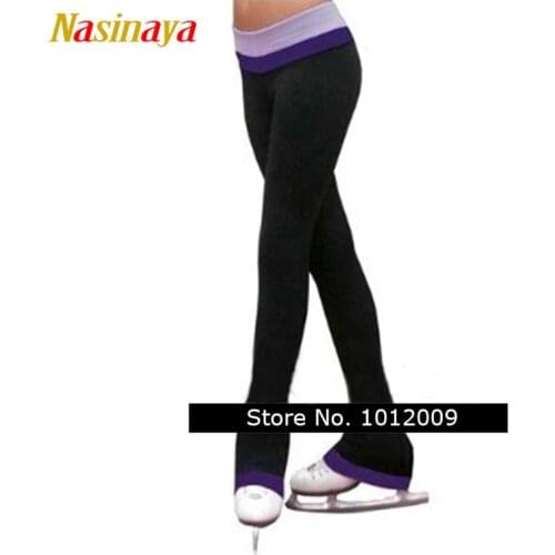 FONO Figure Skating pants long trousers for Girl Women Training Competition Patinaje Ice Skating Warm Fleece colorful belt