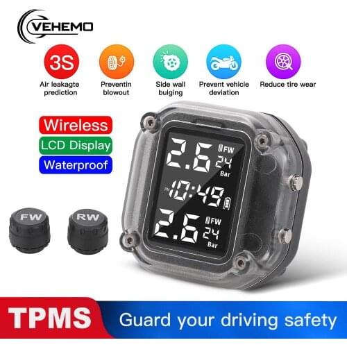Vehemo TPMS Tire Pressure Alarm Tire Pressure Monitoring System Motorbike USB Interface for Explosion Proof