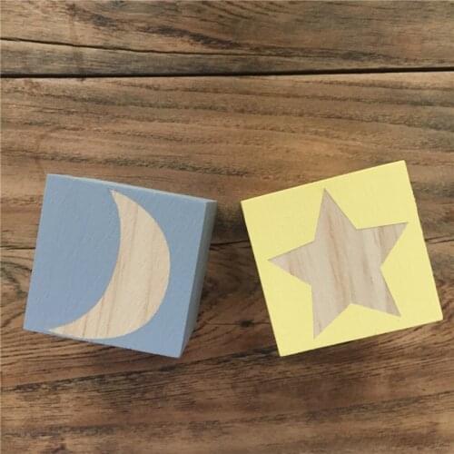 Nordic Moon Star Wooden Block Decoration For Baby Room Decal Thing Baby Room Cute Decorative Photography Props