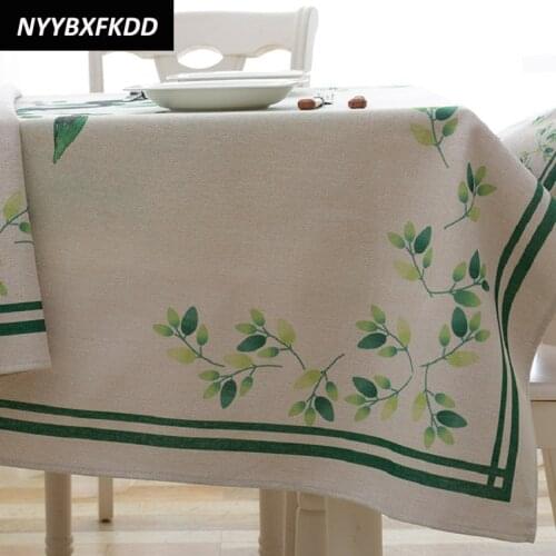 Pastoral Style Leaves Printed Table Cloth Polyester Fabric Tablecloth Cover Home Textile Coffee Table