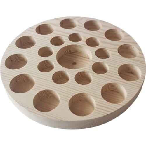 Essential Oil Displaying Rack Round Pine Wood Stand Holder Tray 22 Bottle Shelf