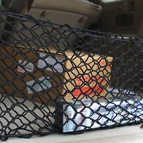 Universal Double Layers Nylon Trunk Storage Net Organizer Elastic Mesh Luggage Rear Storage Bag Black