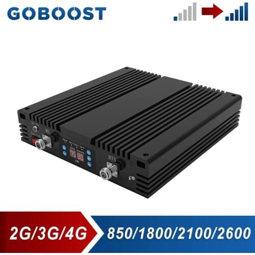 GOBOOST High Gain 80dB Power Signal Booster 2G 3G CDMA 850 UMTS 2100 4g LTE 1800 2600MHz Cellular Amplifier Cell Phone Repeater
