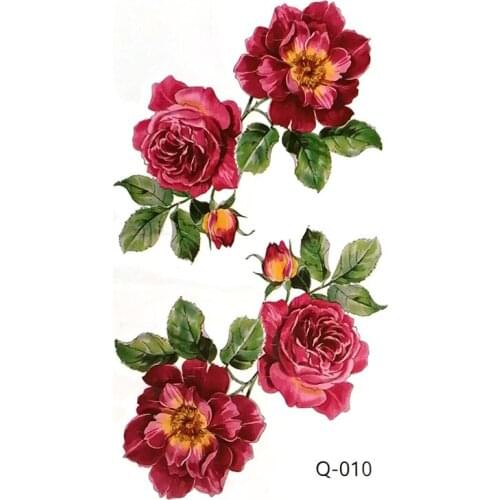 20pcs Makeup Fake Temporary Tattoos Stickers Rose Flowers Arm Shoulder Tattoo Waterproof Women Tattoo Stickers Random Style