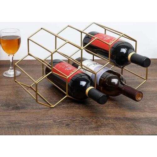 Hoge Kwaliteit Golden Wijnrek Decoratie Nordic Creatieve Smeedijzeren Wijnrek Voor Woonkamers Kantoren Wijn Fles Houder