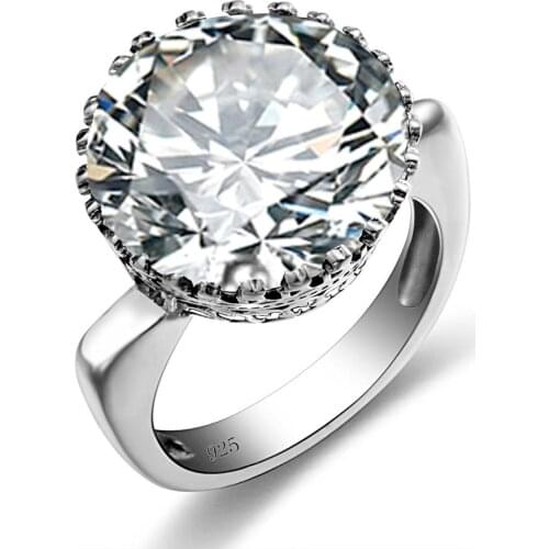 Szjinao 925 Sterling Silver Ring Classic Style Diamond Jewellery Zircon Ring Wedding Party Anniversary Ring For Women Fashion