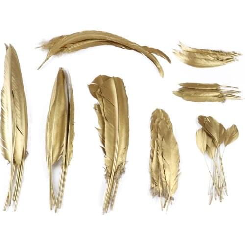 Spray Gold Rooster Goose Feathers Wedding Jewelry Making Carnival Headdress Accessory Home Decoration High Quality Plumes Crafts