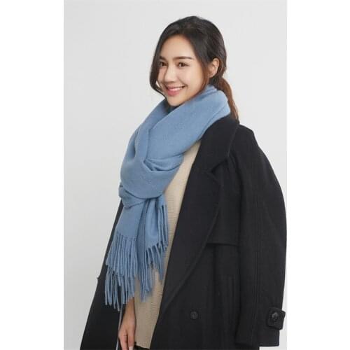 100%lambswoo thick woven men women big scarf shawl pashmina all-matching grey blue neutral color 70x195cm retail wholesale