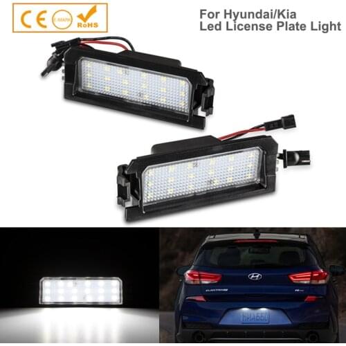2x LED License Plate Light Number Plate Module Lamp White Canbus For Kia Rio Niro Cadenza Hyundai I30 Elantra GT Sonata Veloster