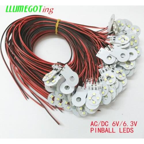 50pcs Panel Lights with 4x 3528 SMD Chip on Board Various Color Non polarity AC DC 6V 6.3V Pinball Game Machine Led Bulbs