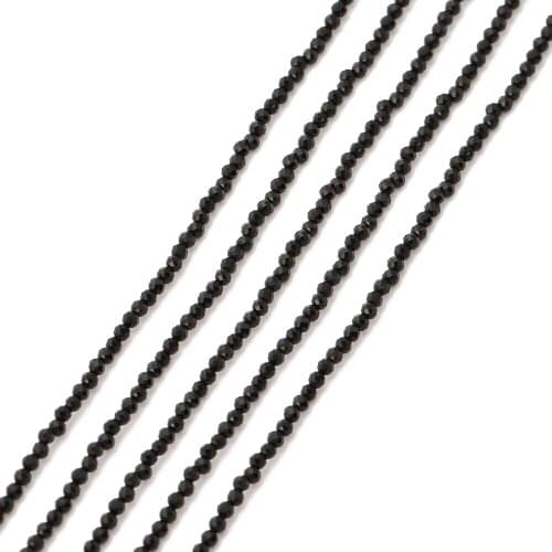 1 Strand 40cm Length 2mm Faceted Black Glass Crystal Rondelle Beads for DIY Beading Bracelets Necklace Jewelry Making Findings