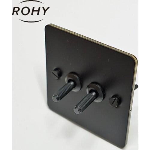 Black Stripe 110-250V Electrical Sockets Light Switch Toggle Switches USB Outlets Stainless Steel Wall Plugs