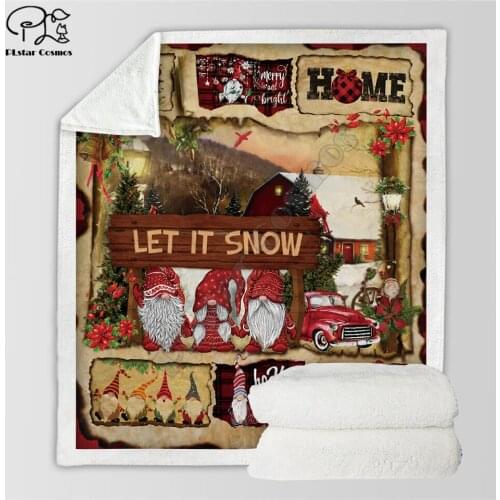 Home Merry Christmas 3d printed fleece blanket Beds Hiking Picnic Thick Fashionable Bedspread Sherpa Throw Blanket 02