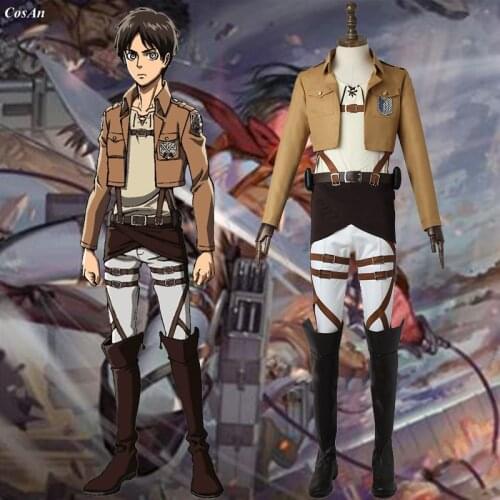 Hot Anime Attack On Titan Eren Jaeger Cosplay Costume Fashion Battle Uniform Activity Party Role Play Clothing Custom-Make Any