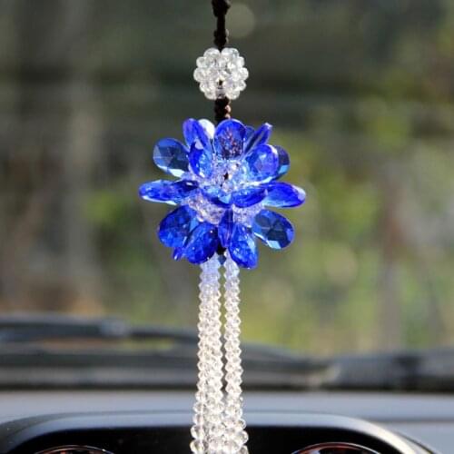12 Styles Crystal Glass Hanging Ornaments Car Rearview Mirror Crafts Handmade DIY Home Decor Figurines Car Interior Accessories