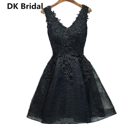 Delicate New Mini A-Line Short Beading Homecoming Dresses 2019 With Appliques V-Neck Prom Party Dresses Graduation Dress