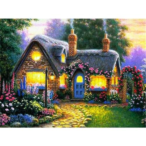 Diamond Embroidery House Handicraft Full Drill Diamond Painting Landscape Mosaic Garden Picture of Rhinestone Wall Art