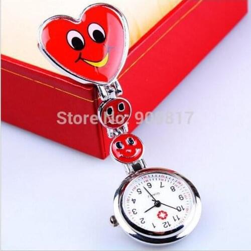Smile Face Nurse Clip Watch Medical Use Pocket Sweetheart Fob Brooch Quartz Clasp Watch 20pcs /lot