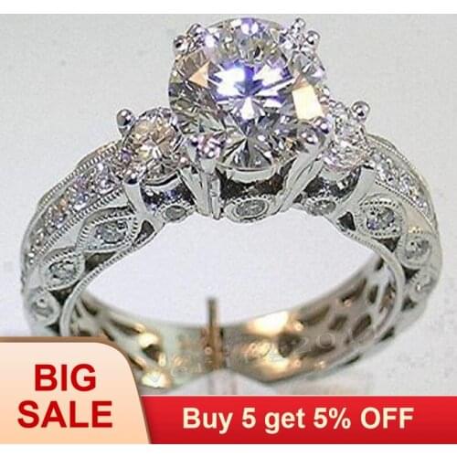 Female Eternity ring 7mm 5A Zircon stone 14KT White Gold Filled Women Engagement Wedding Band Ring Sz 5-11 Gift