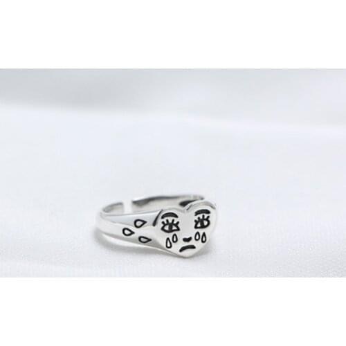 Korean Fashion Crying Heart Ring For Women Girls Trendy Vintage Open Adjustable Ring Special Resizable Ring Jewelry Trendy