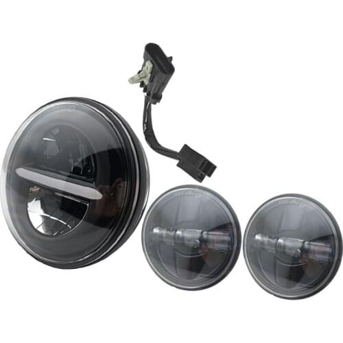 Motorcycle headlight kit 7" LED Moto Headlight with 4-1/2"4.5" Led Fog Light 7" Bracket Adapter Ring for Motorcycle