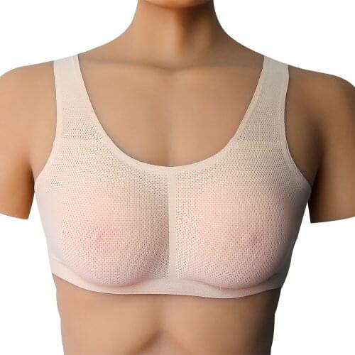 Crossdresser Underwear Set Classic Round Silicone Boobs With One-Pieces Yoga Bra Drag Queen Sissy Shemale Cosplay Fake Breasts