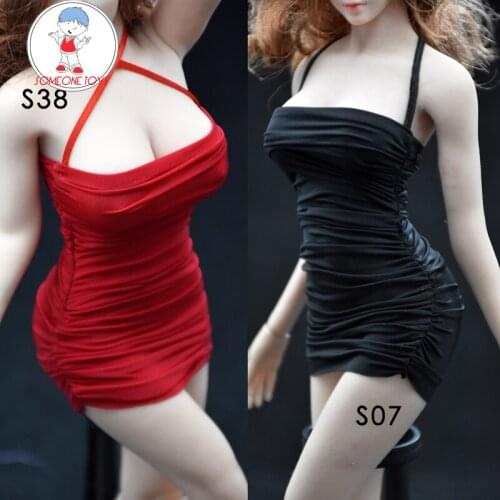1/6 Scale Mini Skirt Pleated Tight-fitting Suspender Dress for 12inches TBLeague Large Breast Plus Size S38/39 Body Figures