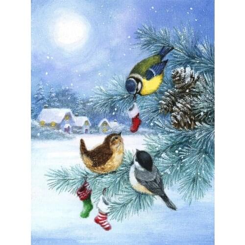 MomoArt 5D DIY Diamond Embroidery Bird Craft Kit Diamond Painting Winter Animal Cross Stitch Mosaic Christmas Decoration
