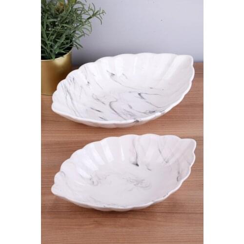 Marble Pattern Oval 2 Piece Salad Bowl kitchen mother presentation tray storage container plate dust cover spice bowl snack jug