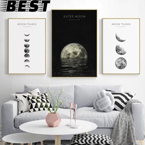Minimalist Luna Wall Art Moon Phase Canvas Posters and Prints Abstract Painting Nordic Decoration Pictures Modern Home Decor