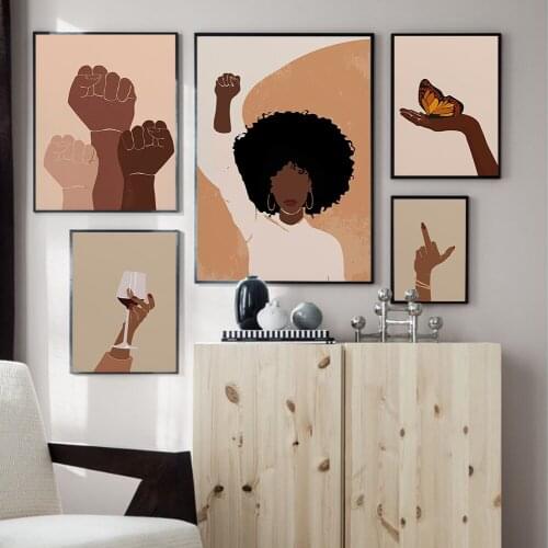 African Butterfly Black Hand Woman Wall Art Canvas Painting Nordic Posters And Prints Room Decor Pictures For Home Decoration