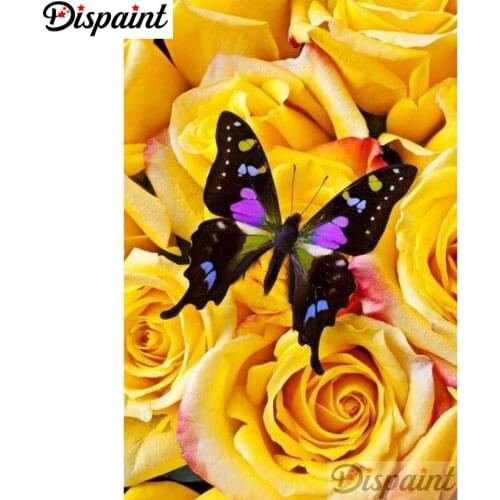 Dispaint Full Square/Round Drill 5D DIY Diamond Painting "Flower butterfly" Embroidery Cross Stitch 3D Home Decor A11681