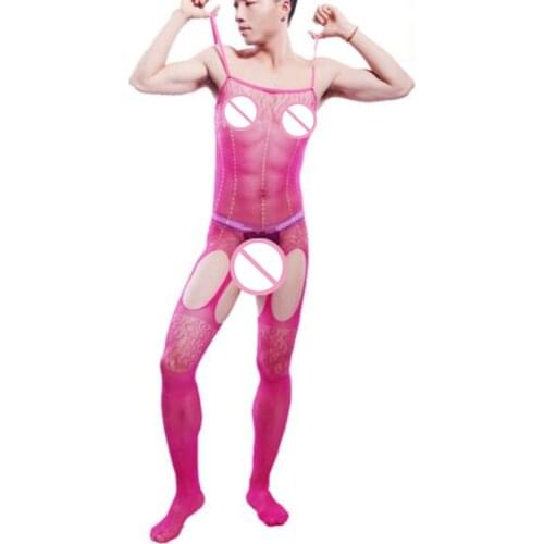 Novelty Mans Rose Red Lingerie Gentleman Exotic Nightwear Sexy Underwear Male Plus Size Bodysuit Men Jumpsuit Man Life Sleepwear