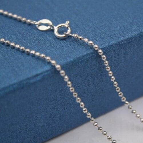 New Pure 925 Sterling Silver Necklace 1.8mm Bead Link Chain Necklace 18"L