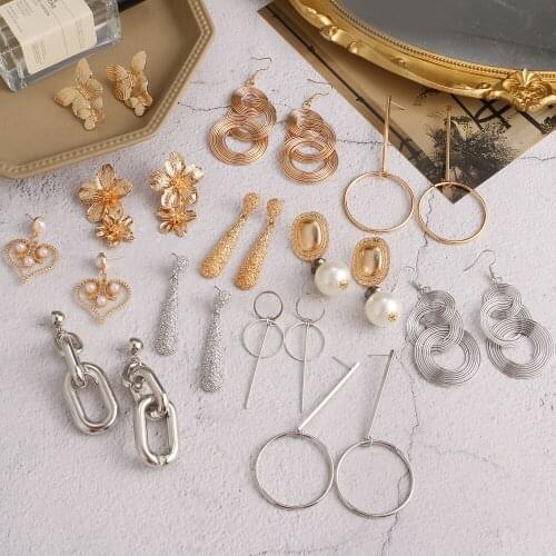 New Trendy Vintage Drop Earrings For Women Gold/Silver Color Big Geometric Statement Earring ashion Earring India Jewelry