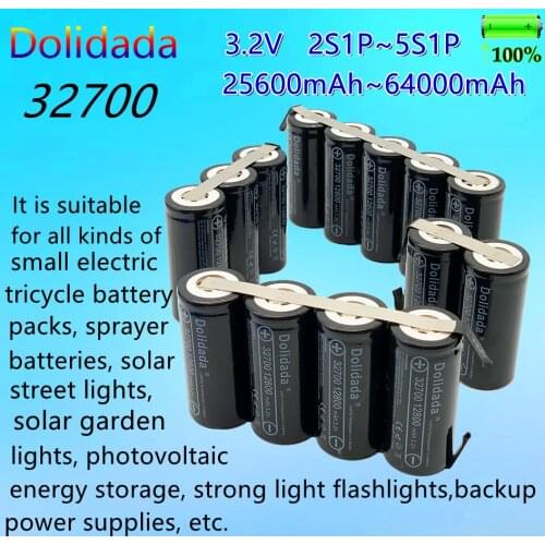 New 32700 Battery3.2V25600/38400/51200/64000MAh rechargeable LiFePO4 can be used for Battery Pack Diy Vehicle Electric Bicycles