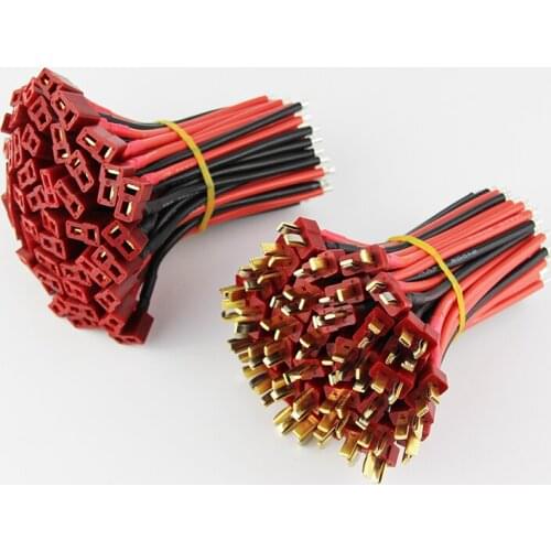 OliYin 100pairs 14awg Silicone Cable Wiring with T Plug Battery Connector Female Male T Plug Charge Cable Length 10cm