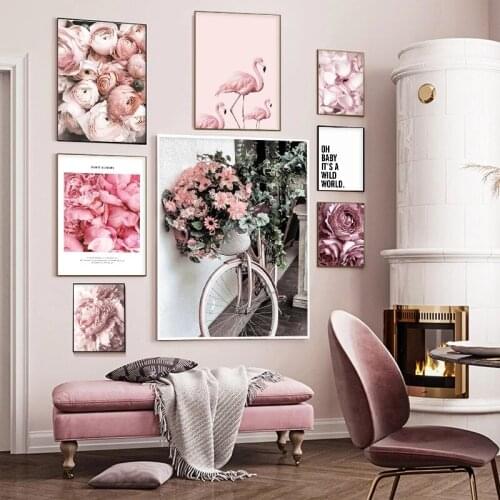 Pastoral Pink Peonies Flower Canvas Painting Beautiful Girl Print and Poster for Wall Art Pictures for Living Room Home Decor