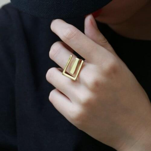 Ramos Minimalist Gold Color Wide Surface Adjustable Ring for Women Fashion Jewelry Accessories Wholesale