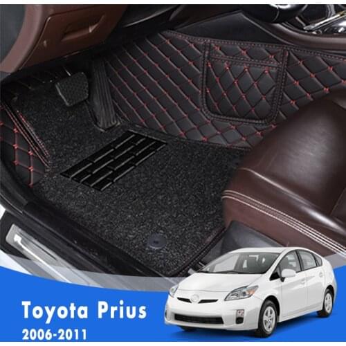 For Toyota Prius 2011 2010 2009 2008 2007 2006 Luxury Double Layer Wire Loop Car Floor Mats 3D Carpets Auto Accessories Dash Rug