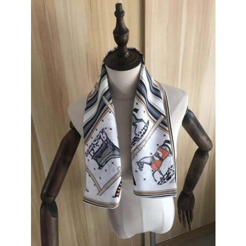 2021 new arrival spring summer classic horse 100% pure silk scarf twill hand made roll 90*90 cm shawl wrap for women lady gift