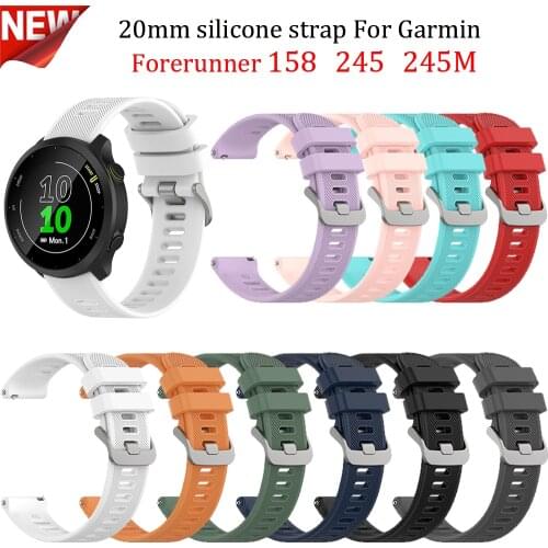 20mm Silicone Band Strap for Garmin Forerunner 158 245 645 Vivoactive 3 Music Venu Watchband Smart Watch Bracelet Wristband Belt
