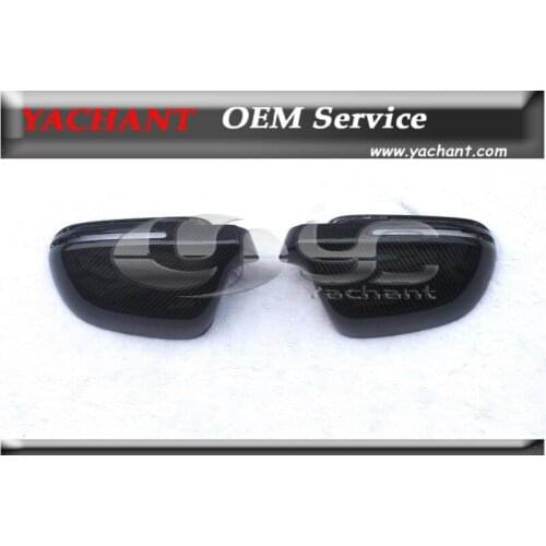 Carbon Fiber Side Mirror Cover Caps Frame Replacement Fit For 2008-2012 A4 B8