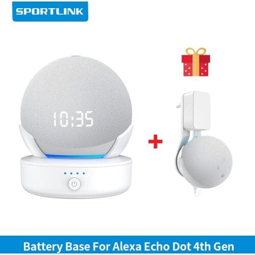 Sportlink Battery Base For Echo Dot 4th Gen, Wireless Charger Stand For Alexa 4th,Amazon Speaker Portable Power Bank Holder