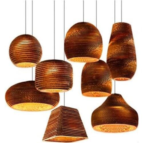 Distinctive Creative brown corrugated cardboard paper Recycled corrugated elegant and delightful light for bedroom Living room