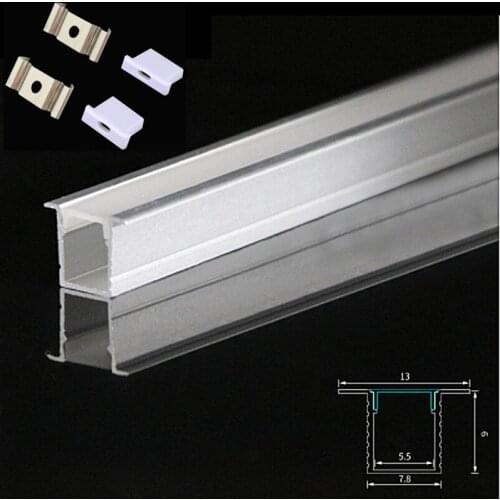DHL 10-100PCS 1m Recessed LED aluminum profile Led Line light 3528 5050 5630 hard/soft led strip,milky cover aluminum channel